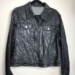 Zebra Print Lightweight Denim Jacket, Size XL/1X